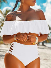 Off Shoulder Ruffles Ladder Cut Out Bikini Set