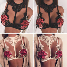 Sexy Lace Halter Floral Applique Bra Lingerie