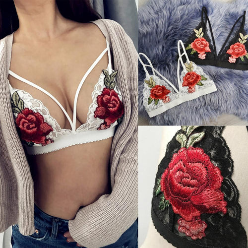 Embroidered bra with flowers