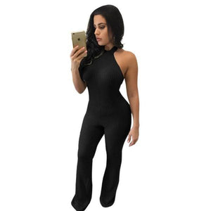 Halter Neck Knitted Jumpsuit